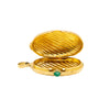 Secondhand Vintage Ribbed 18k Gold Pill Box with Cabochon Ruby - '80s