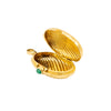 Secondhand Vintage Ribbed 18k Gold Pill Box with Cabochon Ruby - '80s