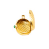 Secondhand Vintage Ribbed 18k Gold Pill Box with Cabochon Ruby - '80s