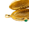 Secondhand Vintage Ribbed 18k Gold Pill Box with Cabochon Ruby - '80s