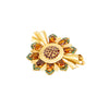 Secondhand Retro Sunburst Brooch in Gold with Garnet and Emerald Accents ' 60s