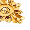Secondhand Retro Sunburst Brooch in Gold with Garnet and Emerald Accents ' 60s