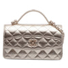 Secondhand Chanel CC Quilted Metallic Caviar Top Handle Wallet on Chain