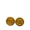 Chanel CC Gold Plated Button Clip On Earrings Secondhand
