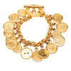 Celine Gold Plated Sport Button Medallion Charm Bracelet Secondhand