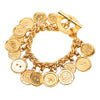 Celine Gold Plated Sport Button Medallion Charm Bracelet Secondhand
