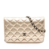 Secondhand Chanel CC Quilted Metallic Lambskin Wallet on Chain