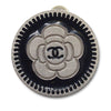 Chanel CC Silver Plated Enamel Camellia Clip On Earrings Secondhand