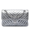 Chanel Small Classic Chevron Metallic Crumpled Calfskin Double Flap Secondhand
