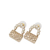 Chanel CC Gold Plated Quilted Flap Bag Faux Pearl Bullet Back Earrings Secondhand