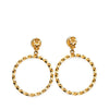 Chanel CC Gold Plated Big Hoop Pearl Clip On Earrings Secondhand