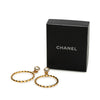 Chanel CC Gold Plated Big Hoop Pearl Clip On Earrings Secondhand