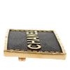 Chanel Gold Plated and Leather Logo Plate Pin Brooch Secondhand