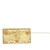 Chanel Gold Plated and Leather Logo Plate Pin Brooch Secondhand