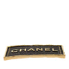 Chanel Gold Plated and Leather Logo Plate Pin Brooch Secondhand