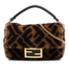 Fendi Mini Zucca Shearling Chain Baguette Satchel Secondhand