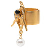 Chanel Gold Plated Rhinestone and Faux Pearl Bambi Ring Secondhand