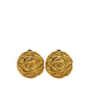 Chanel Gold Plated CC Quilted Round Clip On Earrings Secondhand