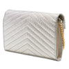 Saint Laurent Metallic Grain De Poudre Matelasse Chevron Monogram Chain Wallet Secondhand
