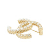Chanel Gold Plated CC Faux Pearl Rhinestone Brooch Secondhand