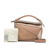 LOEWE Small Tricolor Calfskin and Suede Puzzle Satchel Secondhand