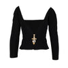 Secondhand Collection Privée Top with Jewelled Brooch - '10s