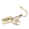 Chanel CC Gold Plated and Faux Pearls Nametag Drop Push Back Earrings Secondhand
