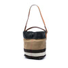 Burberry Medium Mega Check Canvas and Grained Calfskin Ashby Tassel Bucket Bag Secondhand