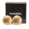 Chanel Gold Plated Camellia Cross Dome Clip On Earrings Secondhand