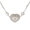 Secondhand Chanel Silver Plated CC Rhinestones Heart Pendant Necklace