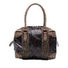 Fendi Zucca Trimmed Coated Canvas Mixed Media Boston Bag Secondhand