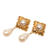 Chanel CC Gold Plated Faux Pearl Drop Clip On Earrings Secondhand
