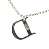 Dior Silver Double Chain Crystal D Logo Pendant Necklace Secondhand