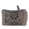 Chanel Old Medium Metallic Goatskin Crystal Boy Flap Secondhand