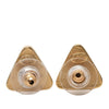 Chanel CC Gold Plated Gripoix Triangle Push Back Earrings Secondhand