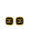 Chanel CC Gold Plated Enamel Square Clip On Earrings Secondhand