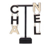 Chanel Gold Plated and Enamel Cha-Nel Logo Drop Push Back Earrings Secondhand