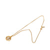 Chanel Gold Plated Faux Pearl Logo Round Pendant Necklace Secondhand