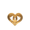 Chanel Gold Plated CC Heart Brooch Secondhand