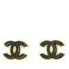 Chanel Gold Plated Enamel CC Push Back Earrings Secondhand