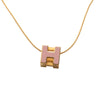 Hermès Gold Plated and Enamel Cage d H Pendant Necklace Secondhand