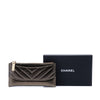 Chanel Chevron Metallic Aged Calfskin Gabrielle Zip Pouch Secondhand