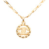 Chanel CC Gold Plated Strass Round Pendant Necklace Secondhand