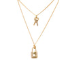 Secondhand Louis Vuitton Gold Plated Strass Padlock and Key Pendant Necklace