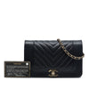 Chanel Chevron Sheepskin Mademoiselle Vintage Wallet on Chain Secondhand