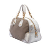 Prada Leather Trimmed Canvas Canapa Logo Fringe Bauletto Bag Secondhand