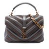 Saint Laurent Medium Calfskin and Suede Chevron Monogram College Satchel Secondhand