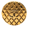 Chanel CC Gold Plated Quilted Round Brooch Secondhand