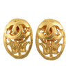 Chanel CC Gold Plated Oval Clip On Earrings Secondhand