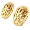 Chanel CC Gold Plated Oval Clip On Earrings Secondhand